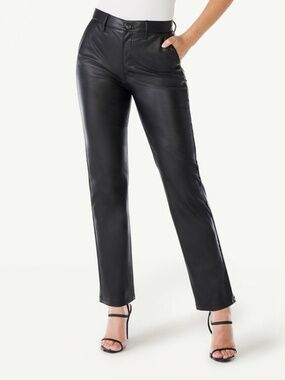 Sofia by Sofia Vergara Super High Rise Faux Leather Jean Pants Size 12 Black